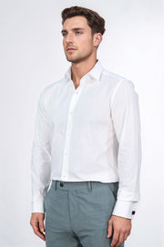 regular italyan yaka diagonal beyaz gömlek